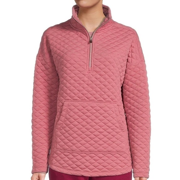 Calvin KLEIN Pink Quilted Long Drop Shoulder Pullover size Large - Picture 4 of 14